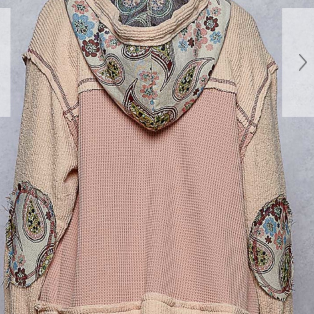 POL Boho Patchwork Hooded Cardigan - Picture 3 of 6